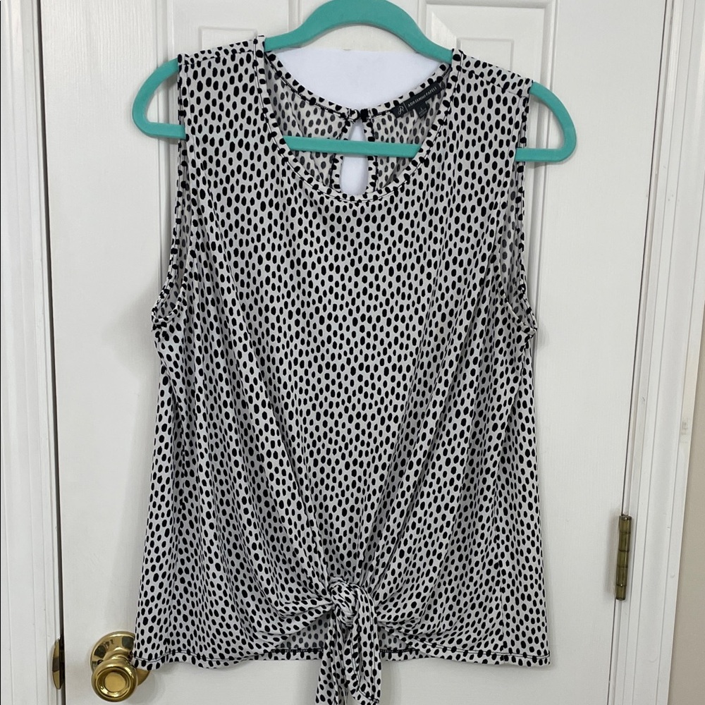Polka Dot Sleeveless Top - Black and White